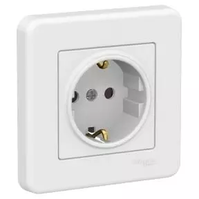 Schneider Leona, Socket Outlet, 1G, 16A, Schuko without Child Protection, White - LNA2900221