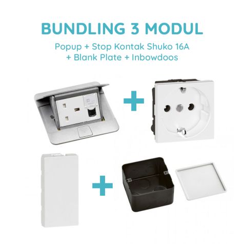Legrand Bundling Popup Alumunium 3 Modul + Stop Kontak Shuko 16A dengan CP