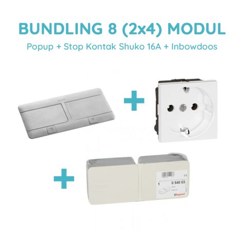 Legrand Bundling Popup Alumunium 8 Modul + Stop Kontak Shuko 16A dengan CP