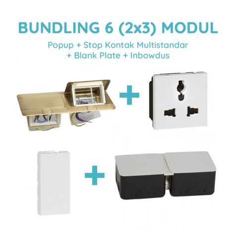Legrand Bundling Popup Brass 6 Modul + Stop Kontak Multistandar dengan CP