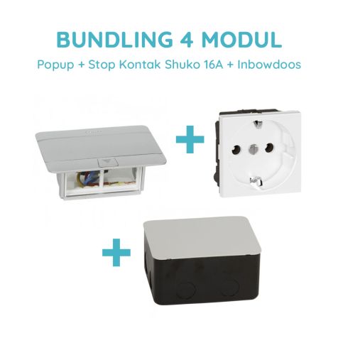 Legrand Bundling Popup Alumunium 4 Modul + Stop Kontak Shuko 16A dengan CP