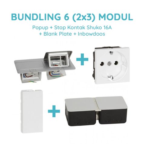 Legrand Bundling Popup Alumunium 6 Modul + Stop Kontak Shuko 16A dengan CP