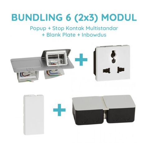 Legrand Bundling Popup Alumunium 6 Modul + Stop Kontak Multistandar dengan CP