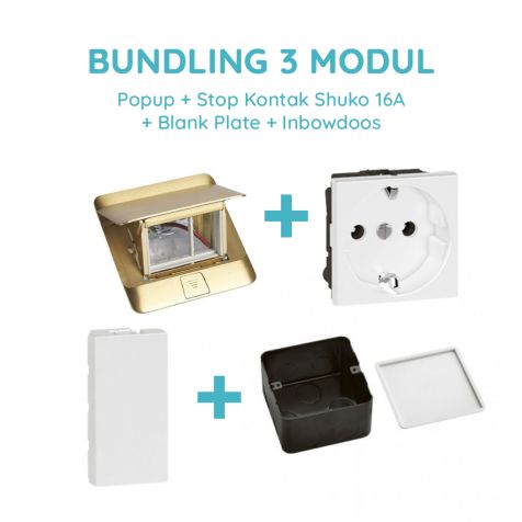 Legrand Bundling Popup Brass 3 Modul + Stop Kontak Shuko 16A dengan CP