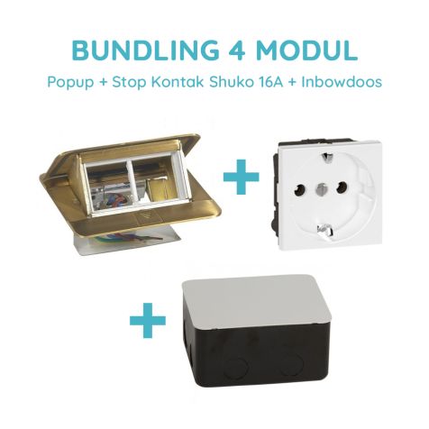 Legrand Bundling Popup Brass 4 Modul + Stop Kontak Shuko 16A dengan CP