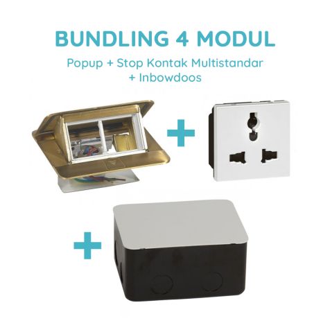 Legrand Bundling Popup Brass 4 Modul + Stop Kontak Multistandar dengan CP