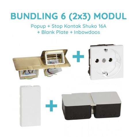 Legrand Bundling Popup Brass 6 Modul + Stop Kontak Shuko 16A dengan CP