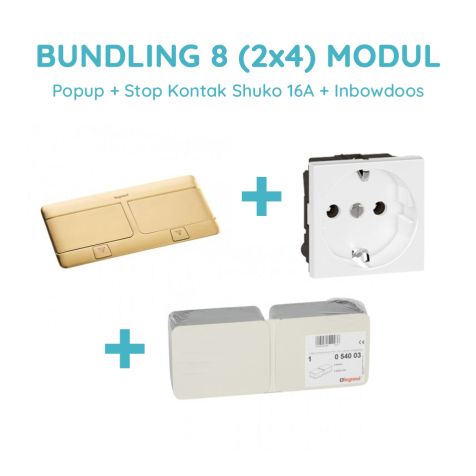 Legrand Bundling Popup Brass 8 Modul + Stop Kontak Shuko 16A dengan CP
