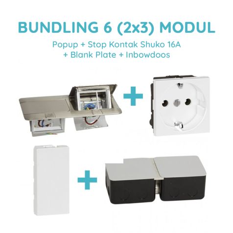 Legrand Bundling Popup Stainless 6 Modul + Stop Kontak Shuko 16A dengan CP