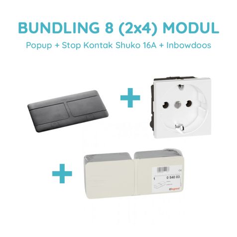 Legrand Bundling Popup Noir 8 Modul + Stop Kontak Shuko 16A dengan CP
