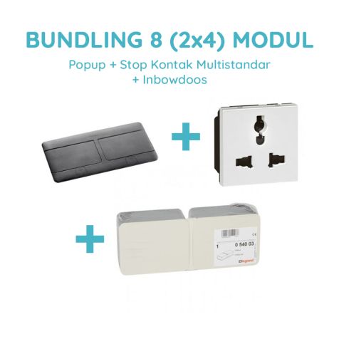 Legrand Bundling Popup Noir 8 Modul + Stop Kontak Multistandar dengan CP