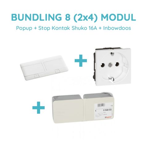 Legrand Bundling Popup Blanc 8 Modul + Stop Kontak Shuko 16A dengan CP