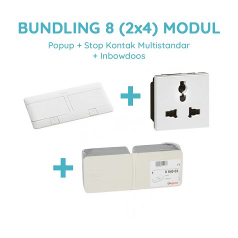 Legrand Bundling Popup Blanc 8 Modul + Stop Kontak Multistandar dengan CP