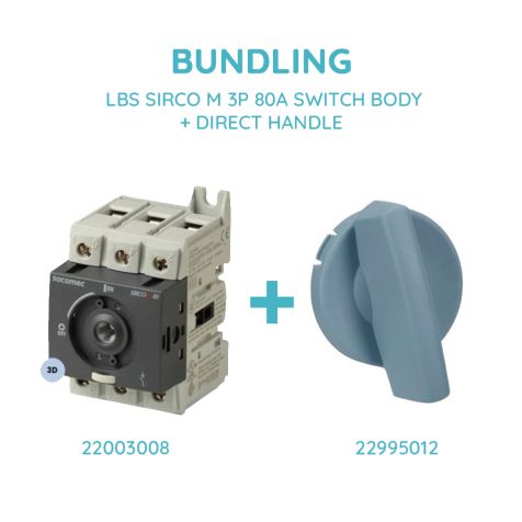 Socomec LBS SIRCO M 3P 80A SWITCH BODY + DIRECT HANDLE - 22003008 + 22995012