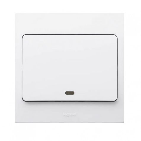 Legrand Mallia - 1G1w switch with indicator - white - with frame