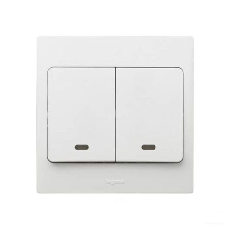 Legrand Mallia - 2G2W SWITCH with indicator - white