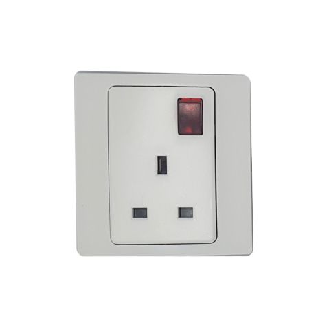 Legrand Mallia - 13A BS socket switched with neon - white - with frame