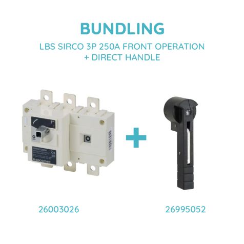 Socomec LBS SIRCO 3P 250A FRONT OPERATION + DIRECT HANDLE - 26003026 + 26995052