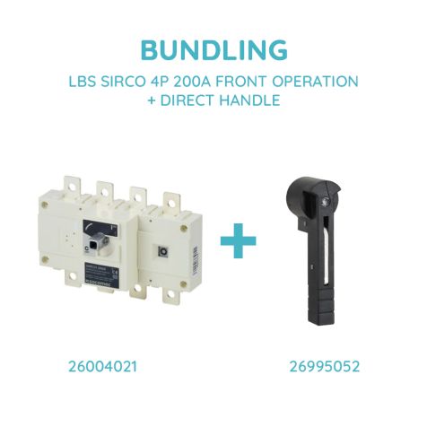 Socomec LBS SIRCO 4P 200A FRONT OPERATION + DIRECT HANDLE - 26004021 + 26995052
