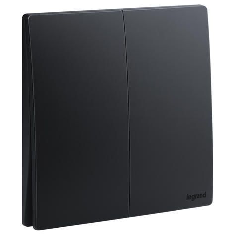 Legrand Mallia Senses 2G 1W 16AX switch, Matt Black - 281002MB