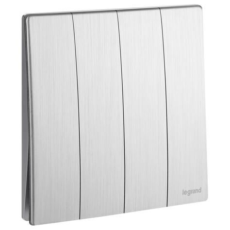 Legrand Mallia Senses 4G 2W 16AX switch, Brushed Alu - 281007BA