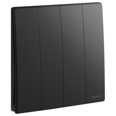 Legrand Mallia Senses 4G 1W 16AX switch, Brushed Black - 281006BB