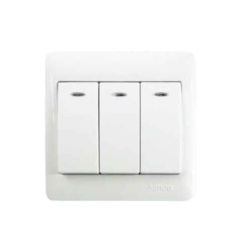 Simon 10A 3 GANG 1 WAY SWITCH C/W - 51031BLDWH-WH