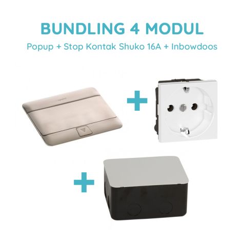 Legrand Bundling Popup Stainless 4 Modul + Stop Kontak Shuko 16A dengan CP