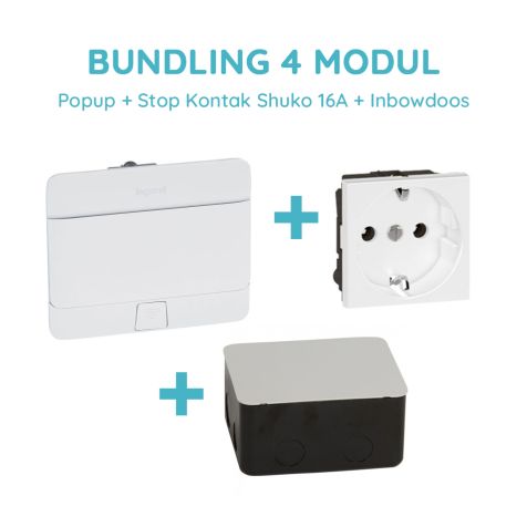 Legrand Bundling Popup Blanc 4 Modul + Stop Kontak Shuko 16A dengan CP