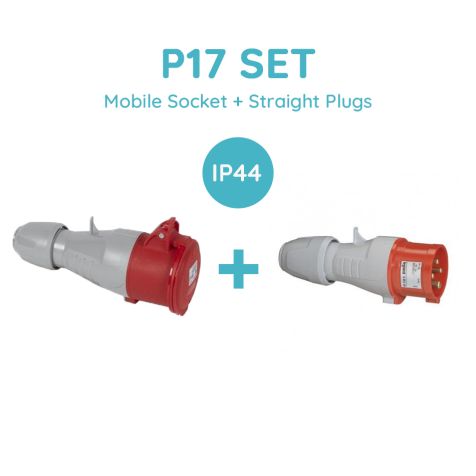 Legrand P17 SET 16A 3P+N+E 380/415V Ip44 Mobile Socket + Straight Plugs - 555109+555129