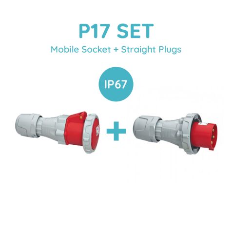 Legrand P17 SET 125A 3P+E 380/415V Ip67 Mobile Socket + Straight Plugs - 555608+555628