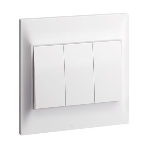 Legrand Belanko S 3G 1W 16AX switch, White - 617604