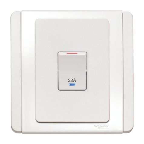 Schneider 32A Double Pole Switch with White LED