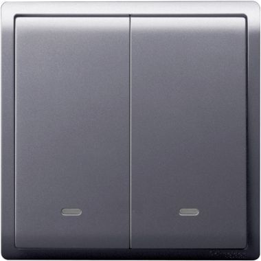 Schneider Pieno, Switch, 2G, 1W, 16AX, 250V, switch with fluorescent locator, Lavendar Silver - E8232L1F_LS_G3