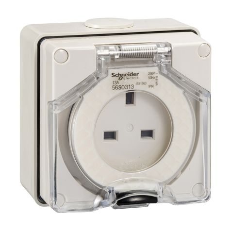 Schneider 13A 250V - triple phase 3 pole - flat pin - IP66 (grey) - S56SO313GY