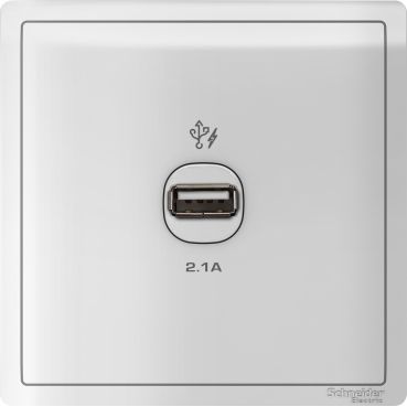 Schneider Pieno - 1 x 2.1A USB Charger - White - E8231USB_WE