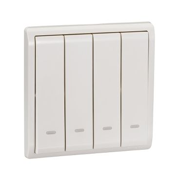 Schneider Pieno - 10AX 250V 4 gang 2 way switch with fluorescent locator, white - E8234L2F_WE_G3