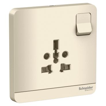 Schneider AvatarOn, Switched Socket, 2P + 3P, 16A, 250V, Wine Gold - E8315TS_WG
