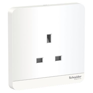 Schneider AvatarOn, Socket Outlet, 3P, 13A, British BS 1363A, White - E83426_WE