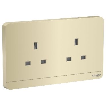 Schneider AvatarOn, Socket Outlet, 2 x 3P, Wine Gold - E83T426_WG