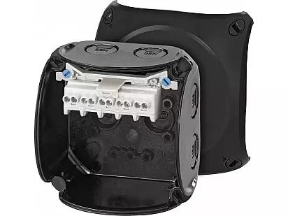 Hensel Cable Junction Box 93x93x62 with terminal 1.5-2.5 sq.mm BLACK WITH KG - KF 0202 B