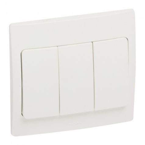Legrand Mallia - 3G2W switch - white - with frame