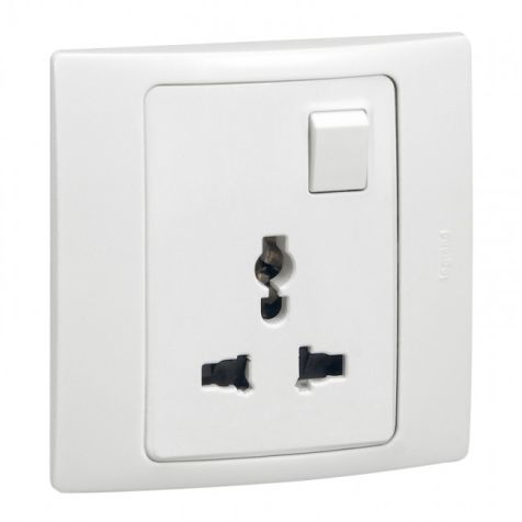 Legrand Mallia - Multistandard switched socket - white - with frame