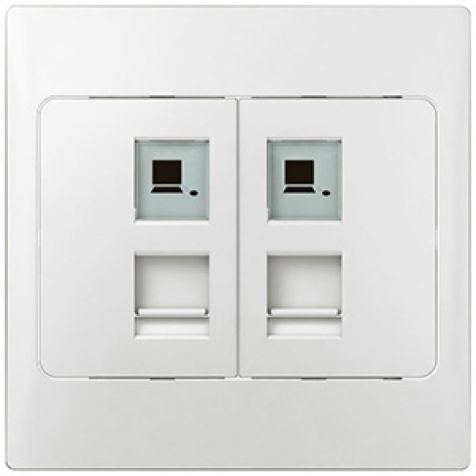 Legrand Mallia - double RJ 45 Cat 5E - white - with Frame - 281164