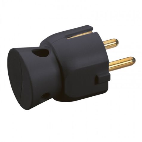Legrand Plug 2P+E Sch Side Black      