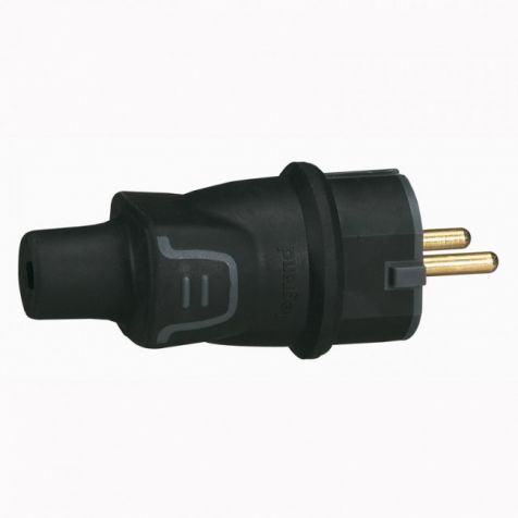 Legrand Plug 2P+E Sch Rubber Black    