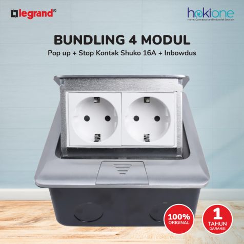 Legrand Bundling Popup Alumunium 4 Modul + Stop Kontak Shuko 16A dengan CP