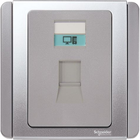 Schneider Neo, Data Socket, RJ45 Cat5, Grey Silver - E3031RJ5E_GS
