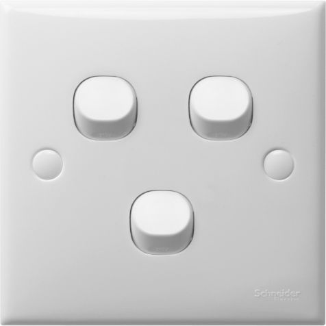 Schneider S-Classic, Switch, 3G, 1W, White - E33_1_2AR_WE_G3