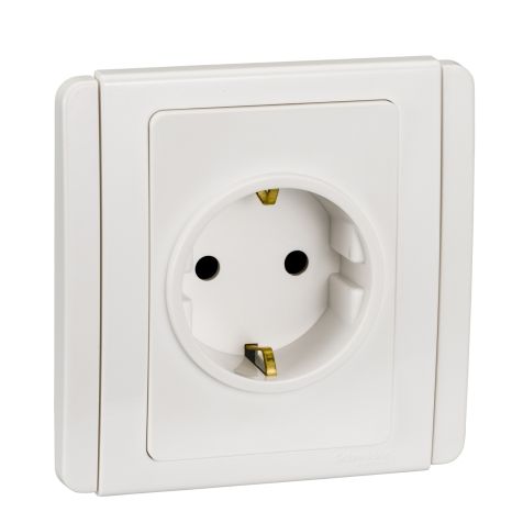 Schneider Neo, Socket Outlet, 16A, 2P+E, with safety shutter, White - E3426_16SS_WW_G3